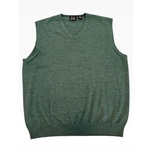 Jos A Bank Signature Green Merino Wool Sweater Vest Men's‎ Large V-Neck